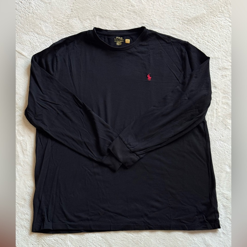 Polo Ralph Lauren Black Long Sleeve Tee with Red Logo